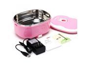 Electric Lunch Box with Stainless Steel Interior Electronic Warming Lunch Box with Full Accessories Set Pink Color