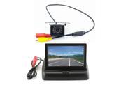 4.3 LCD Folding Monitor Car Rear View System Backup Reverse Camera Kit Night Vision