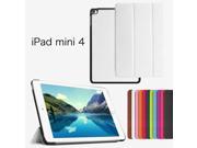 Ultra Slim Magnetic PU Leather Smart Cover With Hard Back Case For iPad Mini 4 White
