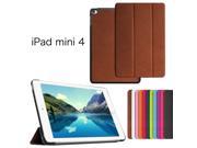 iPad Mini 4 Ultra Slim Magnetic PU Leather Smart Cover With Hard Back Case Brown