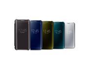 Clear View Mirror Flip Smart Phone Case Cover For Samsung Galaxy S6 Edge Deep blue