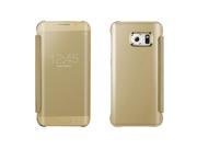 ClearView Mirror Flip Smart Phone Case Cover For Samsung Galaxy S6 Edge Gold