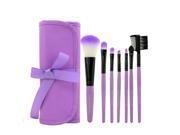 Professional 7 pcs Makeup Brush Set Wool Brand Make Up Brush Set Case Purple