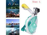 2016 Anti fog Swimming Full Face Mask Diving Snorkel Scuba Camera Mount For GoPro Swim Green