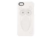 Trexta Real Genuine Leather Crystals Owl Design Snap On Case for iPhone® 5 5s White