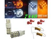 IG Tuning 60 SMD White Amber Dual Color 7443 7440 7441 7444 T20 Switchback LED Bulbs For Turn Signal Parking Lights with 50W 6OHM Load Resistors