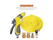 Vetroo 15m 50ft Lay Flat TPE Discharge Garden Hose Pipe Copper Alloy with Heavy Duty High Pressure Nozzle Sprayer Yellow