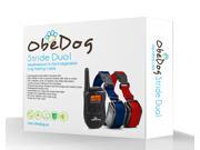 ObeDog 330 Yards Stride Dual Rechargeable Weatherproof Dog Training Collar with Amber LCD Remote Vibration Static Shock Tone Training Simulations for Al