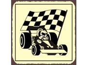 Race Car Checkered Flag Vintage Metal Art Automotive Retro Tin Sign