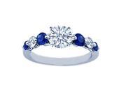 1.74 Ct. Round Sapphire Side Stone Diamond Engagement Ring GAL Certified G color I1 clarity FREE RING SIZE!