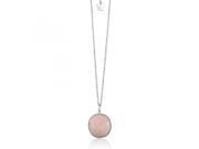 Pink Rose Quartz Round Cut Gemstone Pendant Bezel Set in Sterling Silver Necklace Incl. ClassicDiamondHouse Gift Box Cleaning Cloth