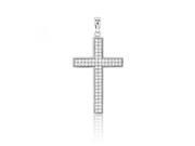 Religious Item Sterling Silver Double Rows Pave CZ Diamonds Cross Designed Pendant with free chain Incl. ClassicDiamondHouse Gift Box Cleaning Cloth