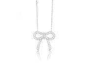 Sterling Silver CZ Diamonds Pave Polished Bow Style Pendant Chain Necklace Incl. ClassicDiamondHouse Gift Box Cleaning Cloth