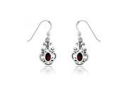 Vintage Red Garnet Oval Celtic Design Sterling Silver Gemstone Drop Earrings Incl. ClassicDiamondHouse Gift Box Cleaning Cloth