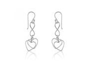 Polished Infinity Figure with Double Heart Dangle 925 Sterling Silver Dangle Earrings Incl. ClassicDiamondHouse Gift Box Cleaning Cloth