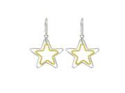 Teen Fashion Jewelry Two Tone Star Design 925 Sterling Silver Drop Earrings Incl. ClassicDiamondHouse Gift Box Cleaning Cloth