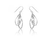 Charming Double Twisted Ovals with Bead Dangles 925 Sterling Silver Drop Earrings Incl. ClassicDiamondHouse Gift Box Cleaning Cloth