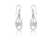 Teen Fashion Open Teadrop with Butterfly Chain Dangle 925 Sterling Silver Drop Earrings Incl. ClassicDiamondHouse Gift Box Cleaning Cloth