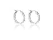 Dashing Double Row In and Out Pave CZ Diamonds 925 Sterling Silver 10mm Hoop Earrings Incl. ClassicDiamondHouse Gift Box Cleaning Cloth