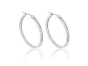 Dashing Row In and Out Pave CZ Diamonds 925 Sterling Silver 25mm Hoop Earrings Incl. ClassicDiamondHouse Gift Box Cleaning Cloth