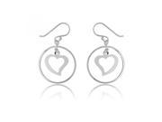 Fancy Jewelries Open Circles with Inner Heart Dangle 925 Sterling Silver Drop Earrings Incl. ClassicDiamondHouse Gift Box Cleaning Cloth