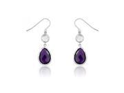 Gemstone White Round Quartz and Teardrop Amethyst Sterling Silver Drop Earrings Incl. ClassicDiamondHouse Gift Box Cleaning Cloth