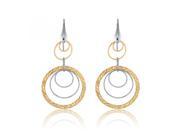 Elegant Style Two Tone Circles 925 Sterling Silver and Gold Plated Dangle Earrings Incl. ClassicDiamondHouse Gift Box Cleaning Cloth