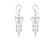 Ladies Fashion Butterfly Design 925 Sterling Silver with Beads Dangle Earrings Incl. ClassicDiamondHouse Gift Box Cleaning Cloth