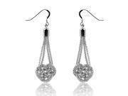 Elegant Fashion Pop Corn Knotted Design 925 Sterling Silver Dangle Earrings Incl. ClassicDiamondHouse Gift Box Cleaning Cloth
