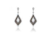 Ladies Tri Color Pave CZ Diamonds Teardrop Style 925 Sterling Silver Drop Earrings Incl. ClassicDiamondHouse Gift Box Cleaning Cloth