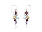 Multiple Shapes and Colored Gems with Large Garnet in Silver Gemstone Earrings Incl. ClassicDiamondHouse Gift Box Cleaning Cloth