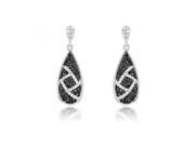 Puffed Teardrop Pave Black CZ White CZ Diamonds 925 Sterling Silver Drop Earrings Incl. ClassicDiamondHouse Gift Box Cleaning Cloth