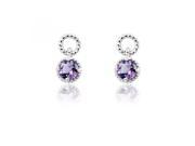 Milgrain Design Sterling Silver with Round Cut Amethyst Gemstone Earrings Incl. ClassicDiamondHouse Gift Box Cleaning Cloth