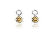 Milgrain Design Sterling Silver with Round Cut Citrine Gemstone Earrings Incl. ClassicDiamondHouse Gift Box Cleaning Cloth