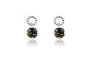Milgrain Design Sterling Silver with Round Cut Smoky Topaz Gemstone Earrings Incl. ClassicDiamondHouse Gift Box Cleaning Cloth