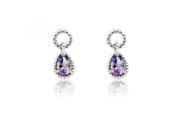 Milgrain Style Sterling Silver with Pear Cut Amethyst Gemstone Earrings Incl. ClassicDiamondHouse Gift Box Cleaning Cloth