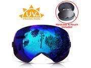 Xspec Snow Snowboard Ski Goggles UV400 w Detachable Revo Lens w Hard case