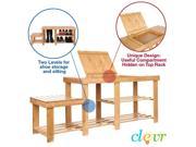 Clevr Natural Bamboo Shoe Storage Rack Bench with 2 Tier Storage Drawer on Top
