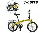 Xspec 20 7 Speed Folding Compact Bike Bicycle Urban Commuter Shimano Yellow New