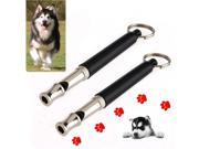 2x New Silver Metal Pet Dog Training Adjustable Ultrasonic Sound Dog Whistle Pitch Key Chain