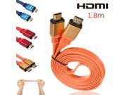 1.8M Metal 1080P HDMI V1.4 Male to Male Flat Cable For PS3 XBOX HDTV DVD HD TV