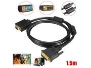 5FT 1.5M DVI D 24Pin Male to VGA 15Pin Male Connector Cable PC to TV LCD Monitor