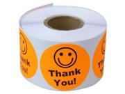 1 Roll Orange THANK YOU SMILEY FACE LABEL STICKER 1.5 Round Circle