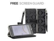 iPhone 6 4.7 inch A1549 A1586 PU Leather Diamond Pattern wallet Black Case T Mobile Sprint Verizon AT T