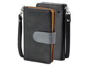 SOJITEK Sharp AQUOS Crystal 306SH Leather Book Style Folio Stand Wallet Flip Cover Black Case w Stand