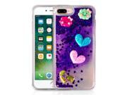 Sojitek Flowing Purple Hearts Luxury Sparkling Glitter Cute Smiley Clouds Hearts Clear Protective Liquid Case for iPhone 7 Plus