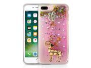 Sojitek Flowing Gold Stars Luxury Sparkling Glitter Cute Crystal Flower Golden Jewelery Ram Clear Protective Liquid Case for iPhone 7 Plus