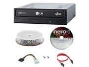 LG GH24NSC0 DVD Rewriter 24X Speed w 10pk Mdisc Nero 12 Cables