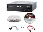 LG GH24NSC0 DVD Rewriter 24X Speed w 15pk Mdisc Nero 12 Cables