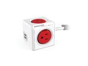 PowerCube 4420RD USEUPC Extended USB Surge Protector US RED